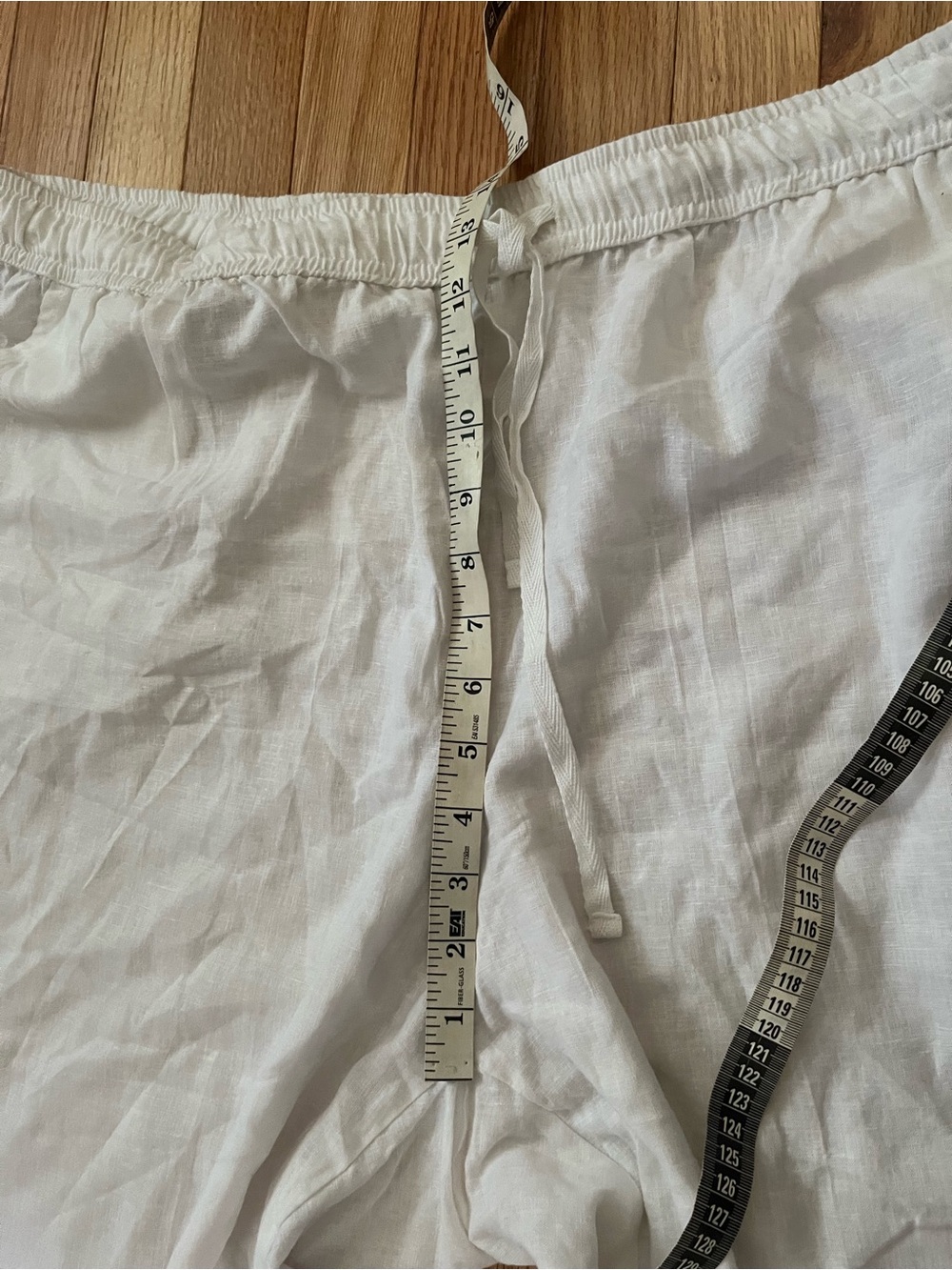 White Linen Eyelet Straight Leg Capri Pull On Pants 2X Coastal Resort Beach - Picture 6 of 9